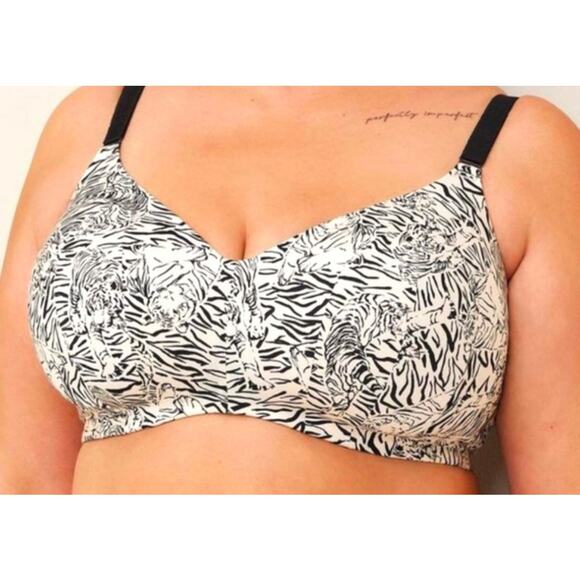 Torrid curve lightly lined wireless bra animal print black/white 44ddd - Picture 1 of 4